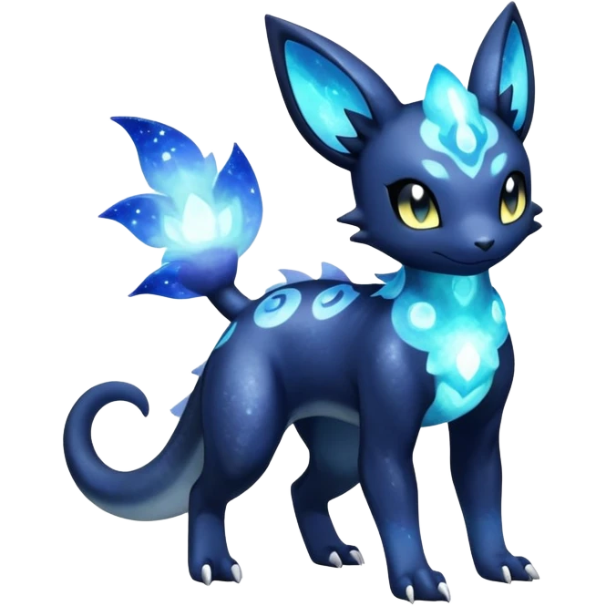 Nebulae Salandit-Meowstic-Umbreon-Fakémon-hybrid-creature (full body)  emoji