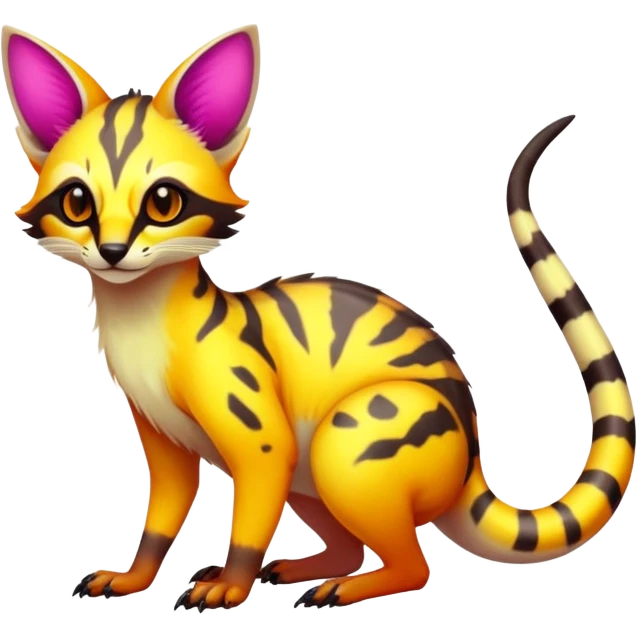 Exotic randomly colored colorful light cute lush neon-colored brightly colored Fakémon-Fionbri-Vernid-Genet-creature with markings (full body) emoji