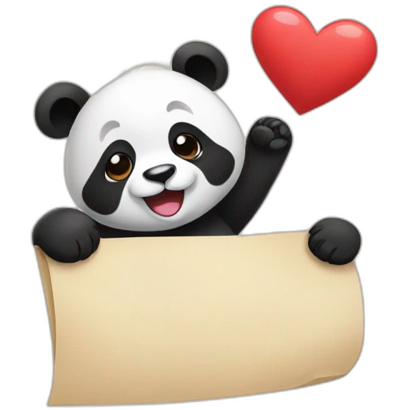 panda receiving a love note emoji