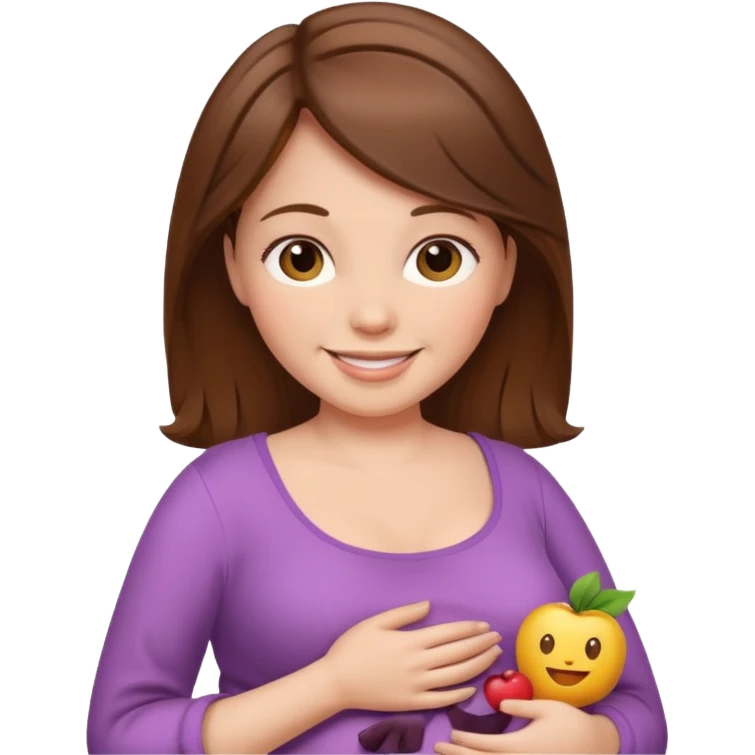 pregnant woman with brown hair emoji