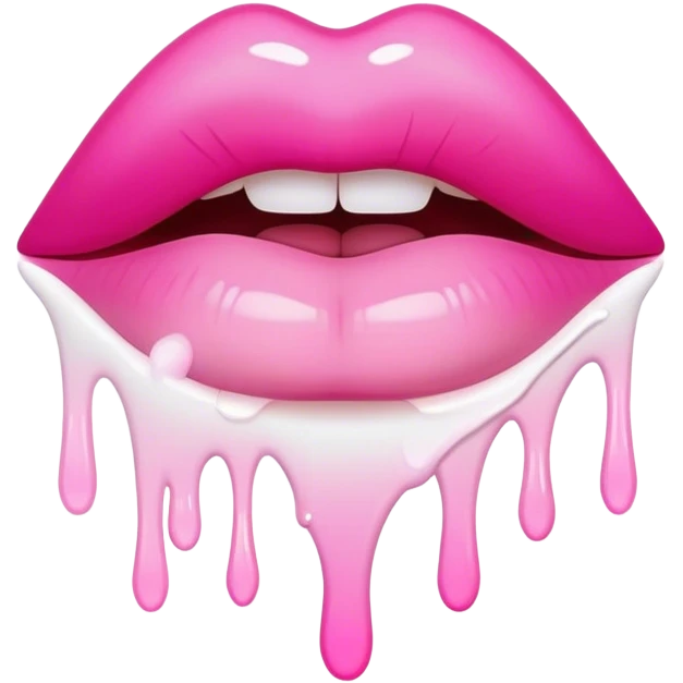 Floating pink ombre glossy lip with white dripping off emoji
