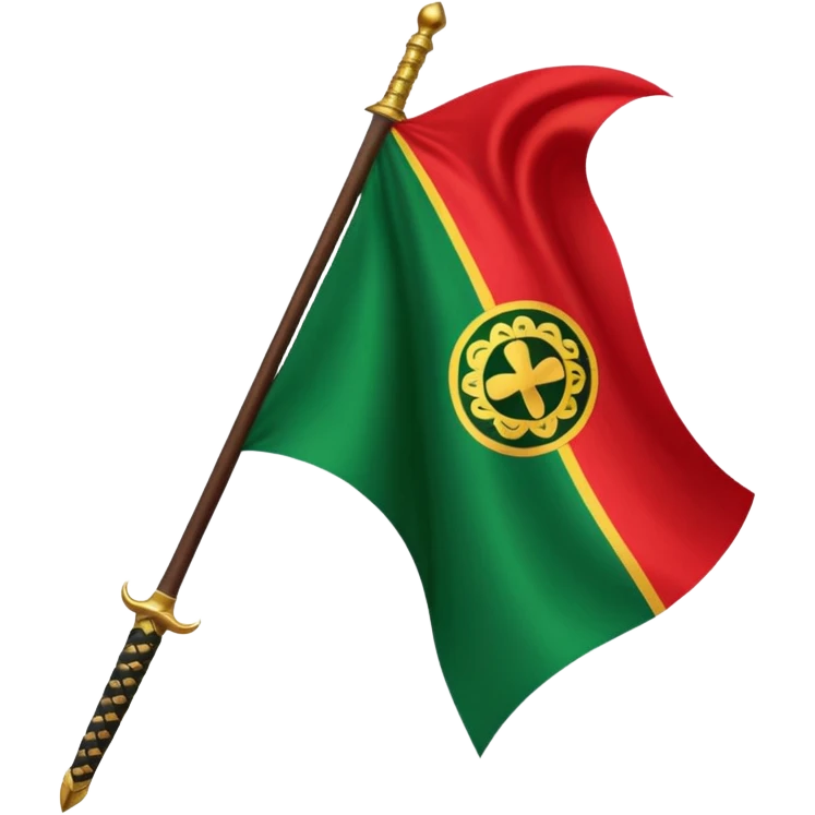 Solaani black green yellow and red heritage flag with African sword crest in the middle  emoji
