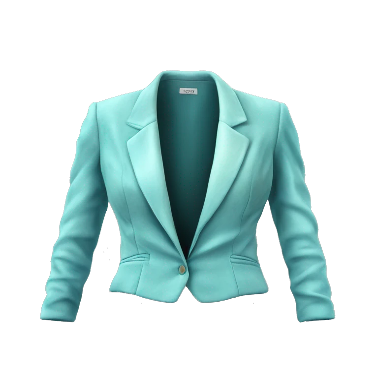 Hyper Realistic isolated side view of a pair of velvet light robins egg blue feminine blazer jacket. emoji