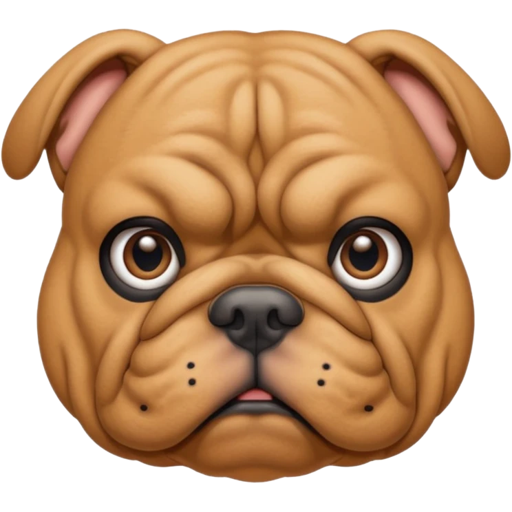 light brown bulldog facing forwards, head and shoulders emoji