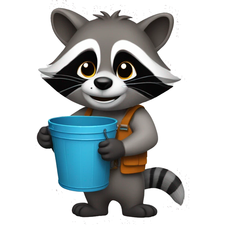 a raccoon with a bucket in his hands emoji