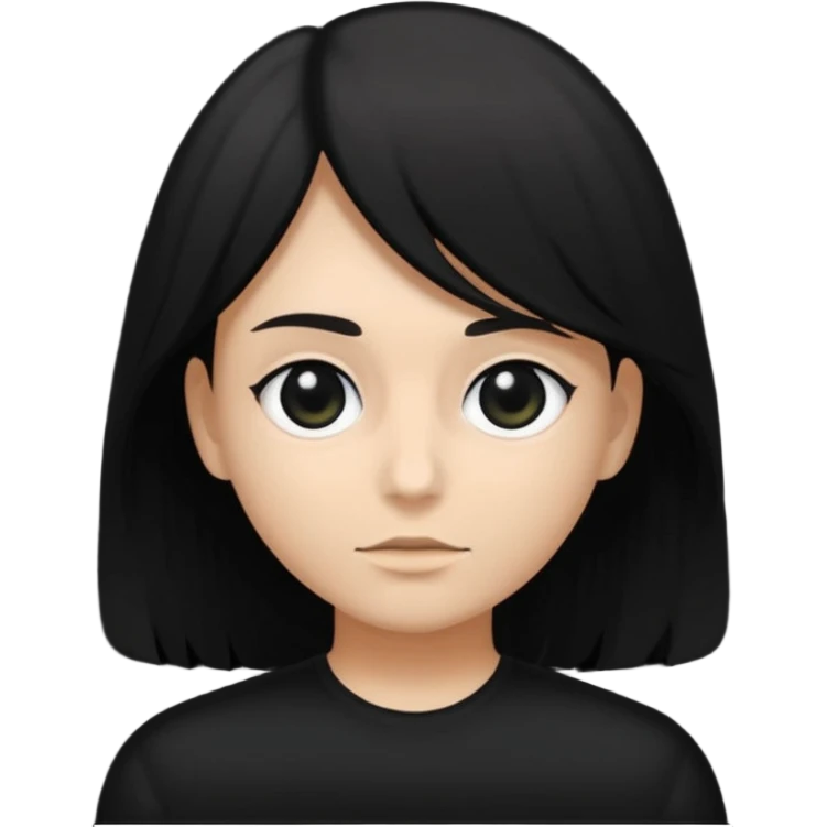 Shadowy figure all blacked out, medium sized hair, white eyes emoji