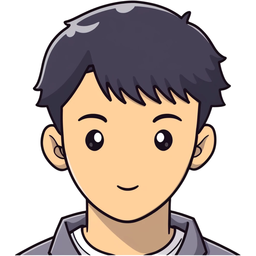 Short black haired male with one eye closed, young man with short black hair closing one eye emoji