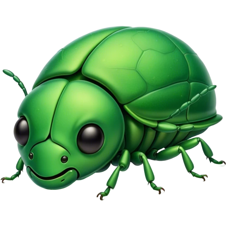 Meme-Worthy Cute Sleeping Green Bugdie Portrait Emoji, Head resting peacefully with a contented smile, showcasing a tiny, endearing build and a luxuriously smooth emerald exoskeleton, eyes shut in a serene nap, Simplified yet hilariously adorable features, highly detailed, glowing with a soft, drowsy light, high shine, relaxed and utterly lovable, stylized with an air of playful laziness, bright and heartwarming, soft glowing outline, capturing the essence of a comically sleepy insect, so meme-worthy it feels like it could instantly become the next viral sensation of adorable slumber! emoji