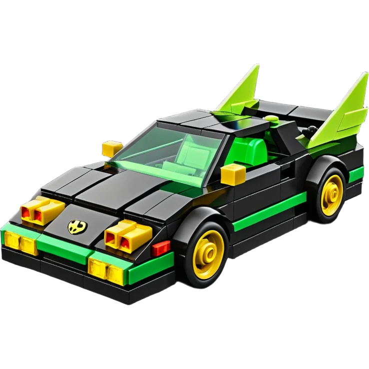  the animated series Batgirl’s aerodynamic opulent dark knight Lego futuristic concept loosely based on Toyota 1986 AE86 (flat long straight faceted mechanical body) winged stealthy street hot rod  emoji