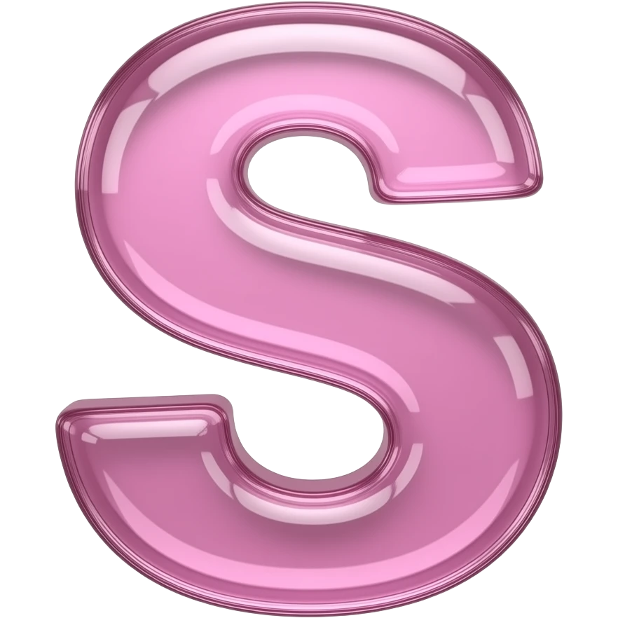 letter S made of pink glass looking gramour emoji