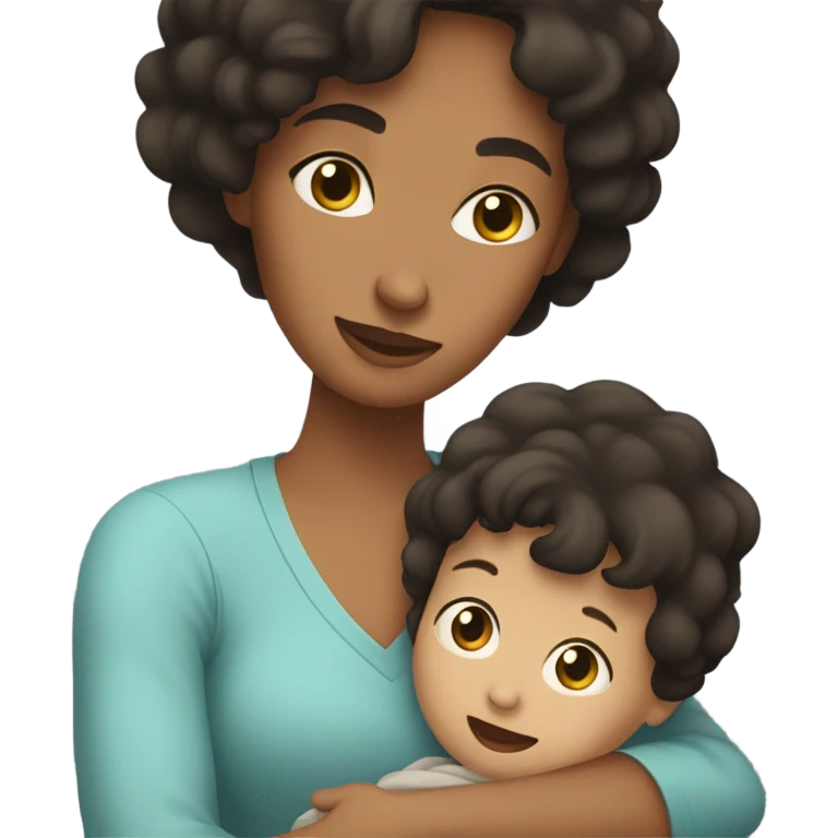 dark haired mom holding baby boy emoji