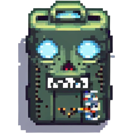 8-bit style dead battery icon with X-shaped eyes emoji
