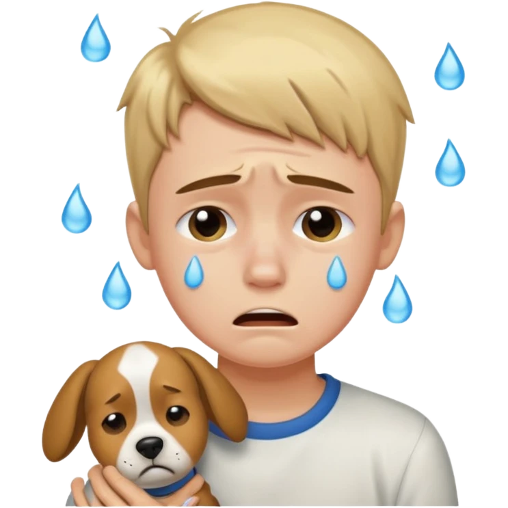 a very upset boy who lost her dog emoji