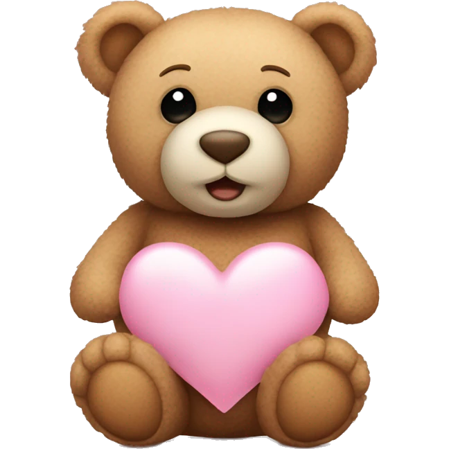 Teddy bear in front of light pink heart emoji