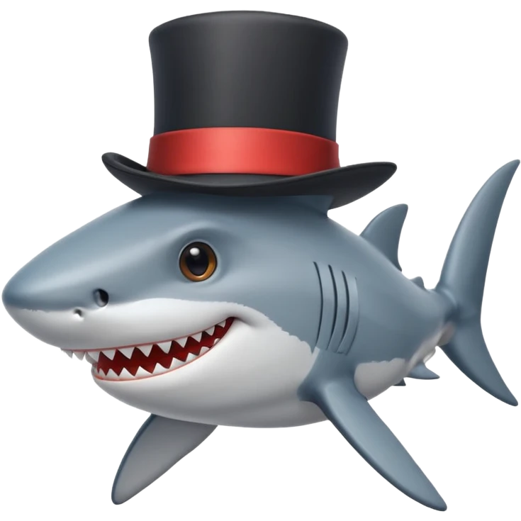 Shark with a top hat emoji
