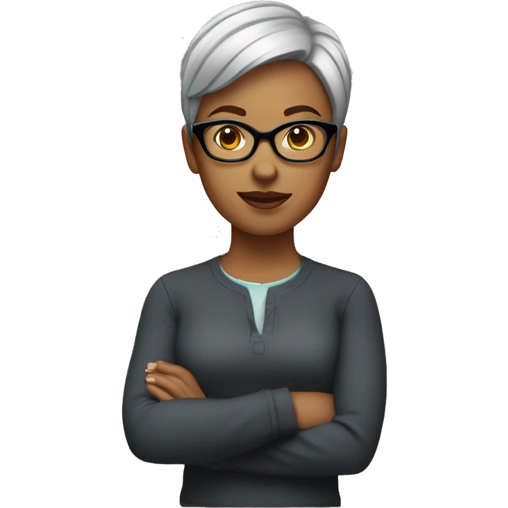 woman with short hair, glasses, squint emoji