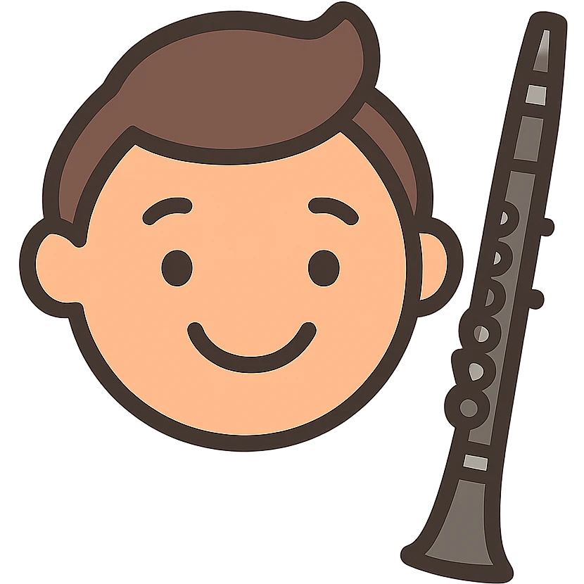 flat toon style smiling face with clarinet emoji