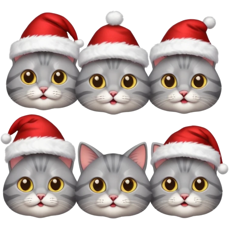 grey cats with Christmas hats emoji