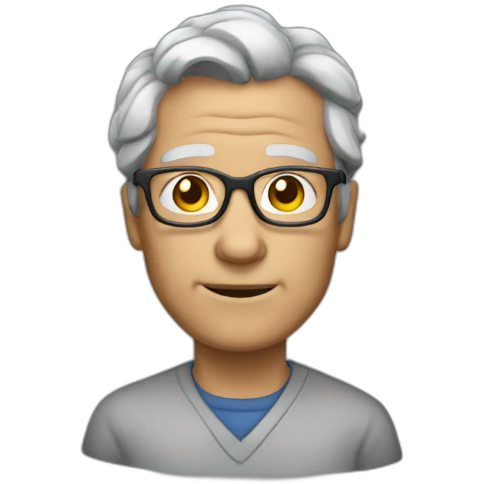 a physic teacher, with gray hair, wrinkles on the forehead and glasses emoji