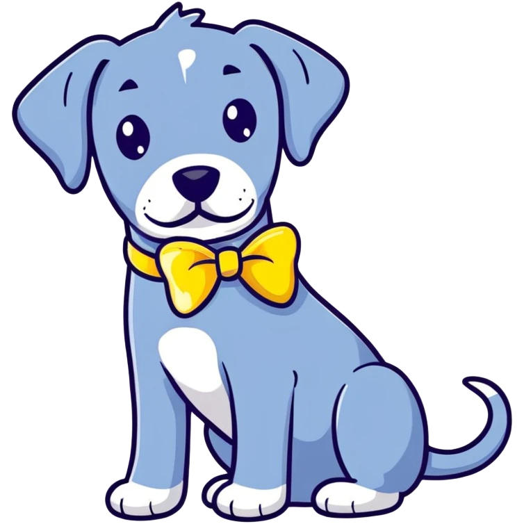 Blue Great Dane dog with a sparkly bow on its ear, cheerful expression emoji