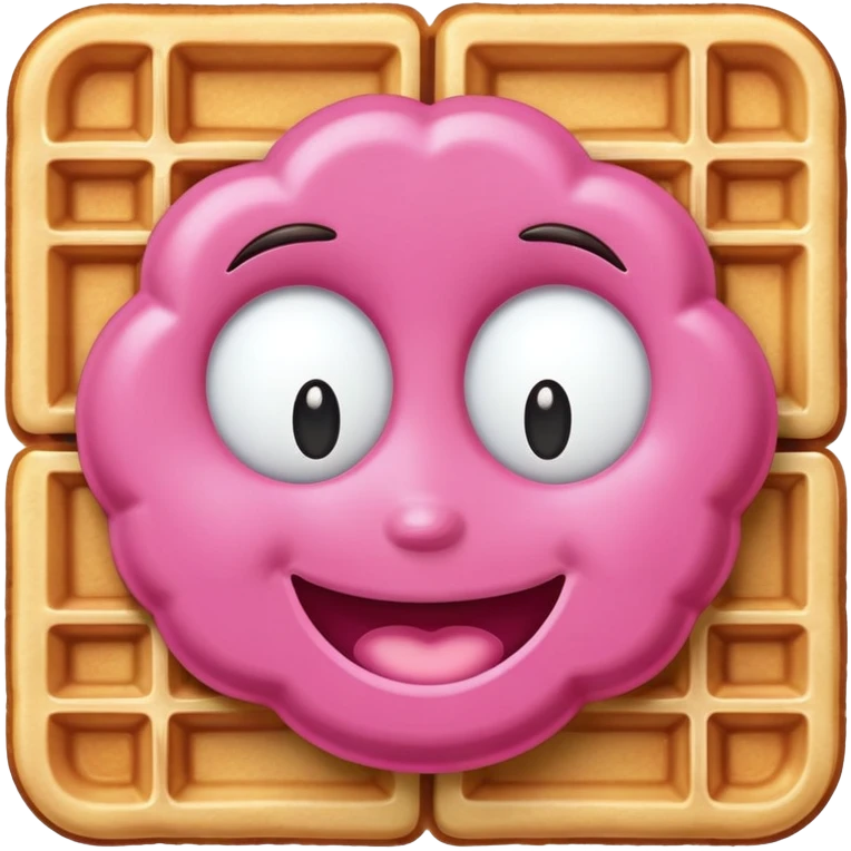 pink waffle with a happy face emoji