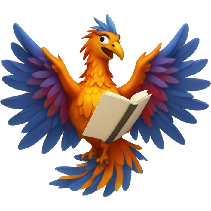 a phoenix with a scroll or book emoji