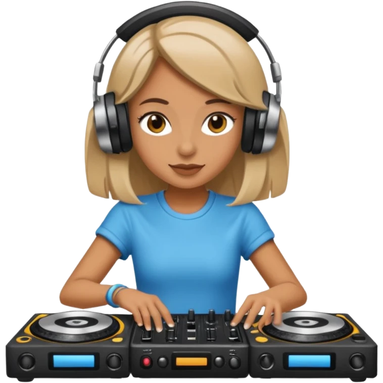 girl playing DJ set emoji
