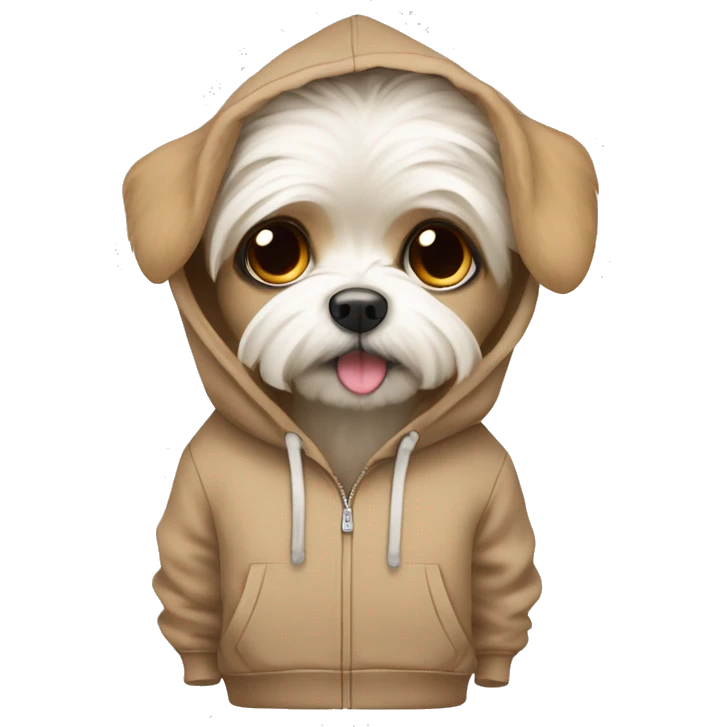Maltese dog with big eyes  Wear a Brown beige hoodie emoji