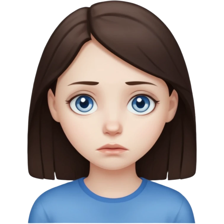 sad brunette blue eyed girl  emoji