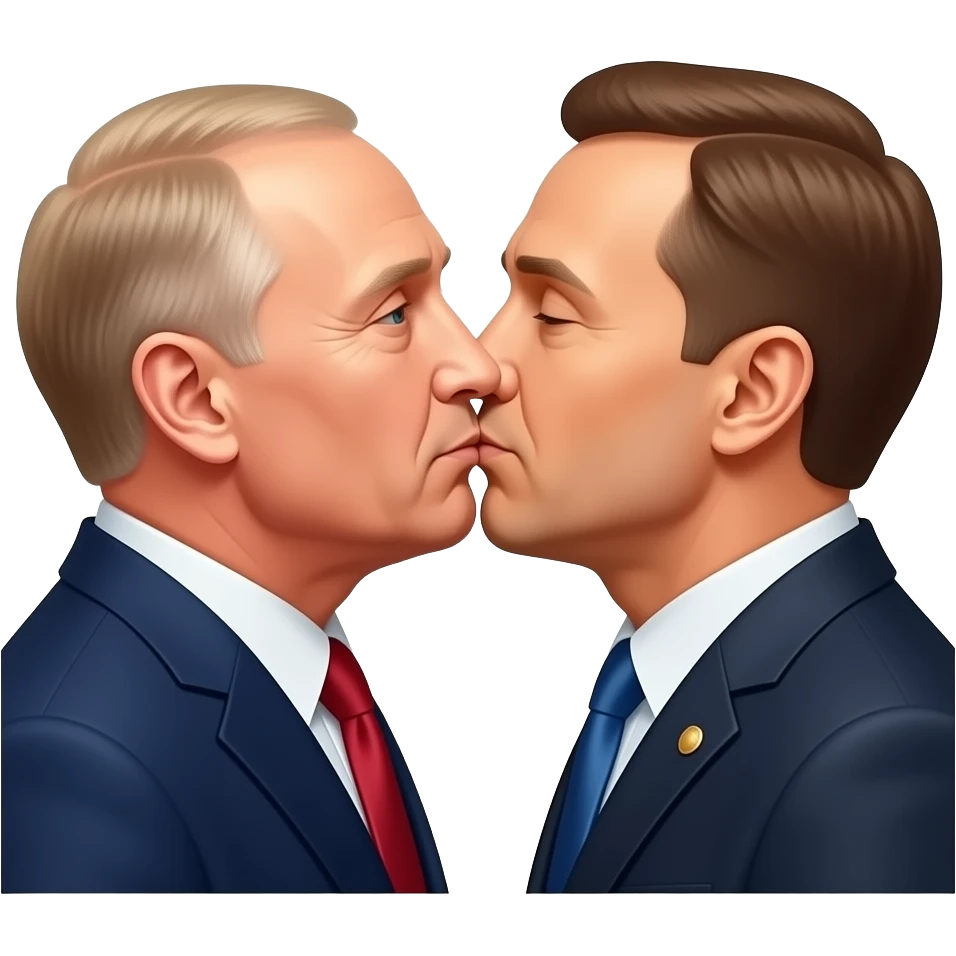 Macron qui embrasse poutine le président des eta unis emoji