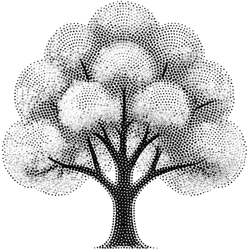 Black and white Tree very chic only made with points emoji