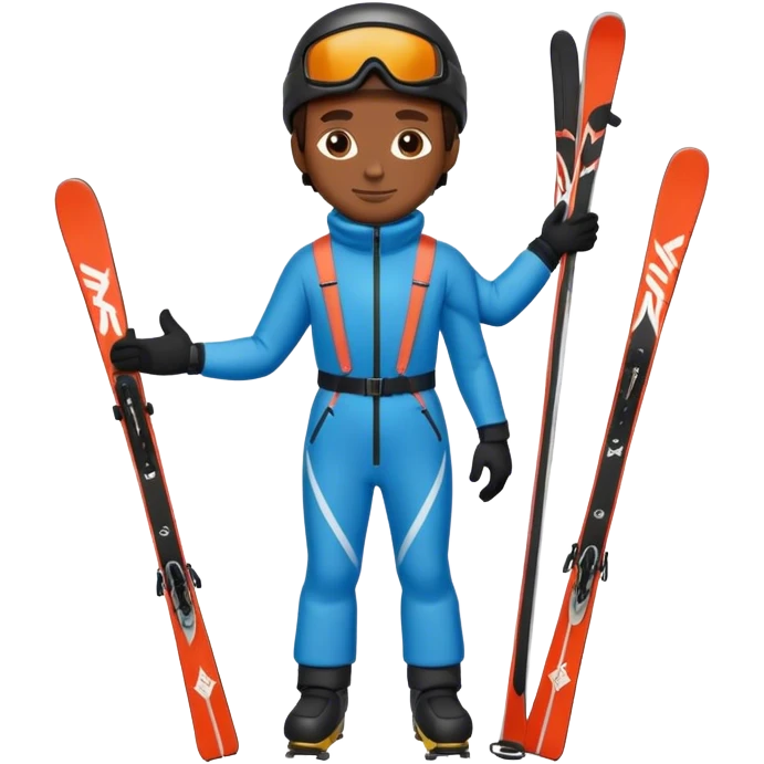 Black man with Skis  emoji