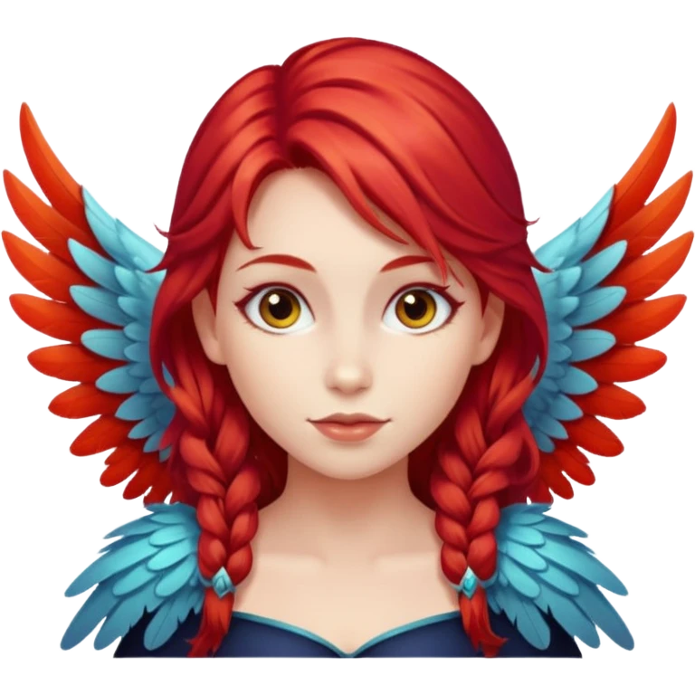 Hada, roja, con alas y unas carita mágica emoji