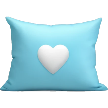 Light blue pillow with white heart emoji