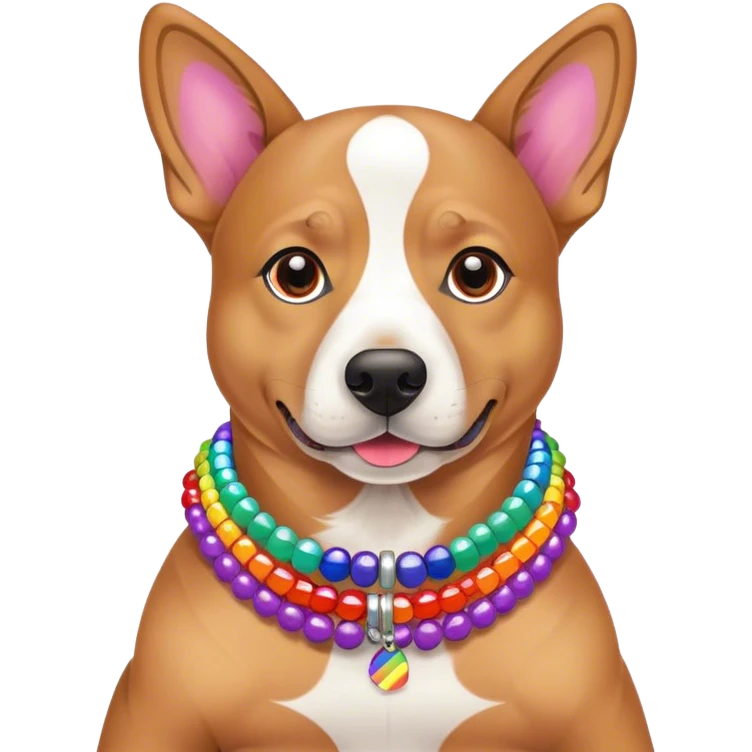 a gay dog with a lot if rainbow bracelets and gay accessories  emoji