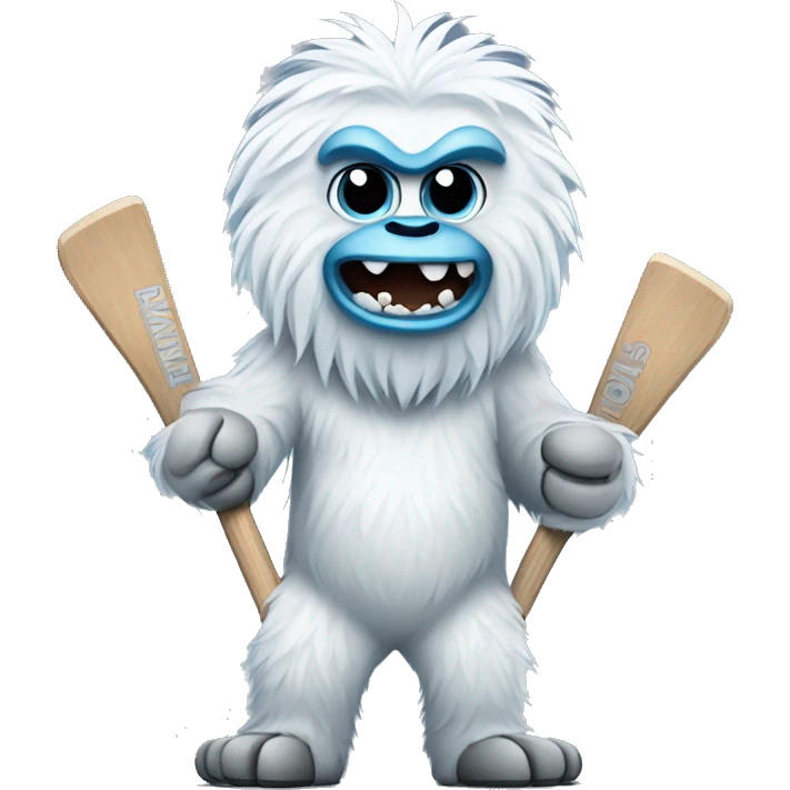 yeti with hockey stic emoji