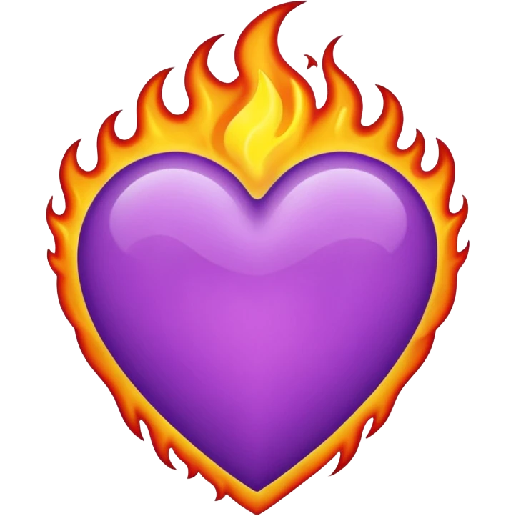 Coração roxo com chamas emoji
