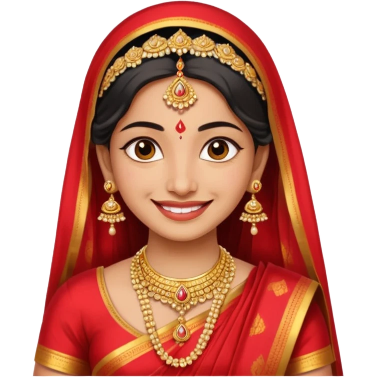 South indian bride getup, smiley face. emoji