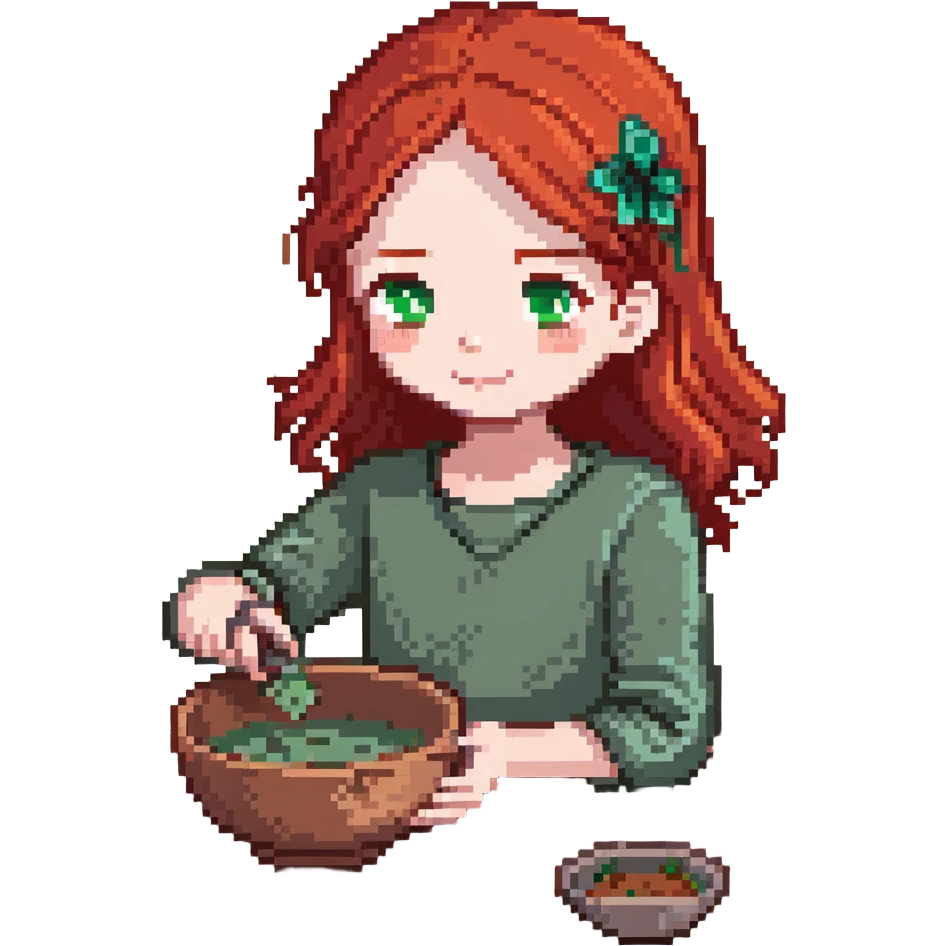 girl with shoulder-length red hair making a bowl with clay emoji