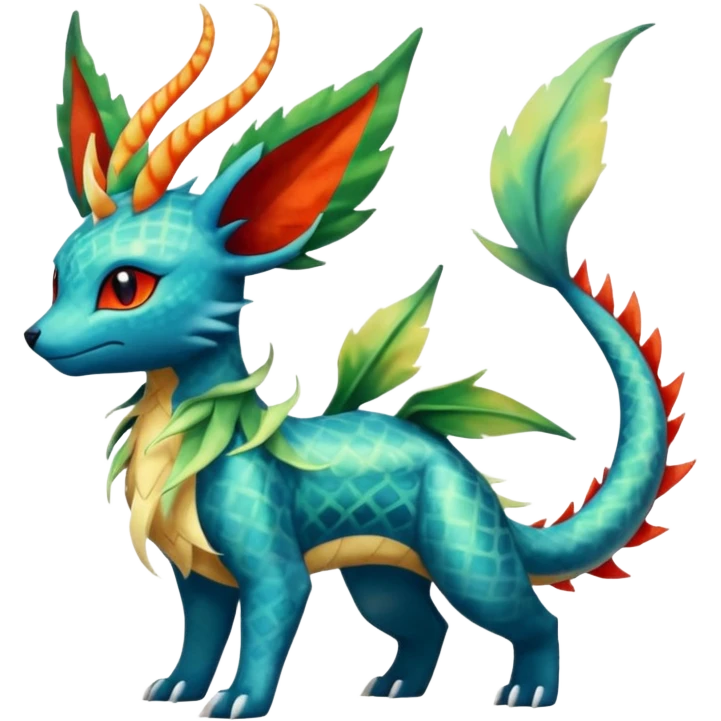 Salandit-Leafeon-Vaporeon-Salamence-hybrid-fusion (full body) emoji