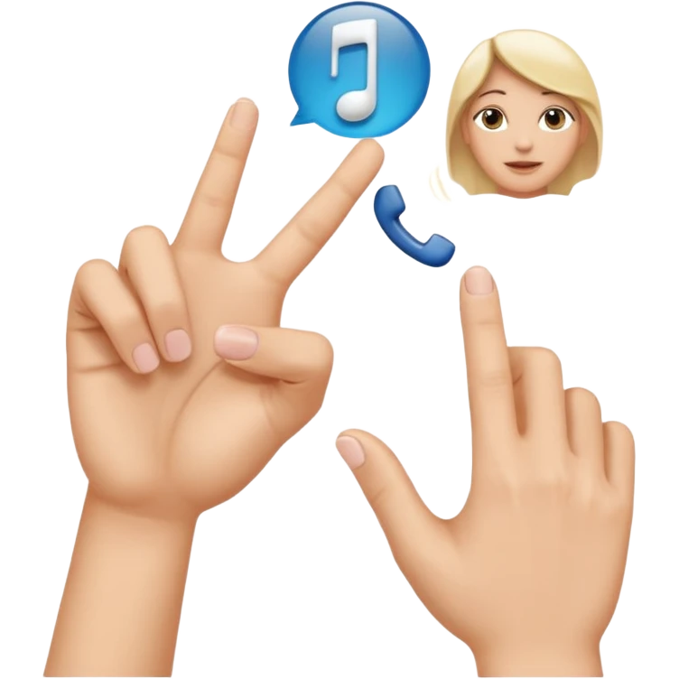 Fais-moi demain coller les unes à côté des autres. La première main gauche le pouce, l’index, majeur sont levé alors que l’annulaire et auriculaire sont repliés. Reproduit la même chose pour la main droite. emoji