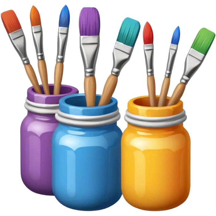 paint jars with a brush next to them emoji