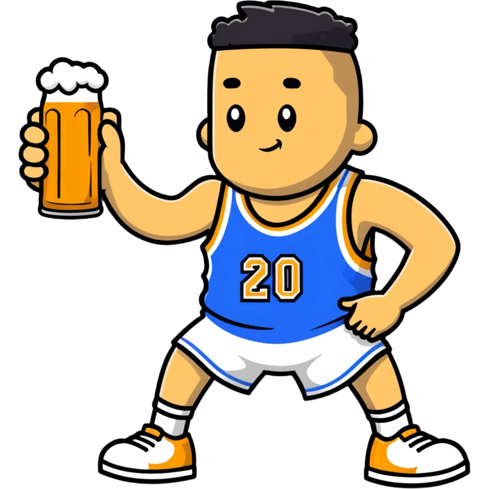 Lanky basketball player with a beer emoji