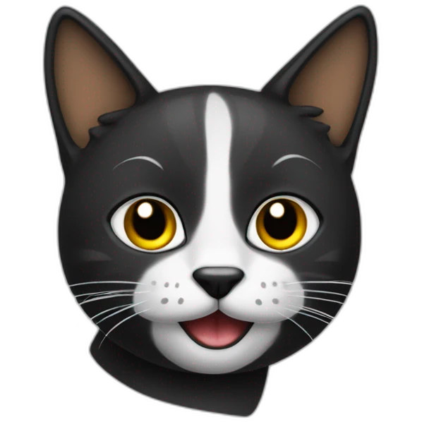 gato preto com a língua pra fora emoji
