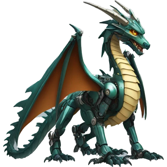 Mechanical futuristic Dragon full body emoji