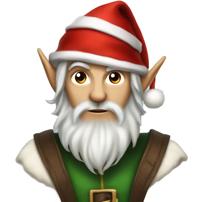 rogue male elf fantasy wearing santa hat emoji