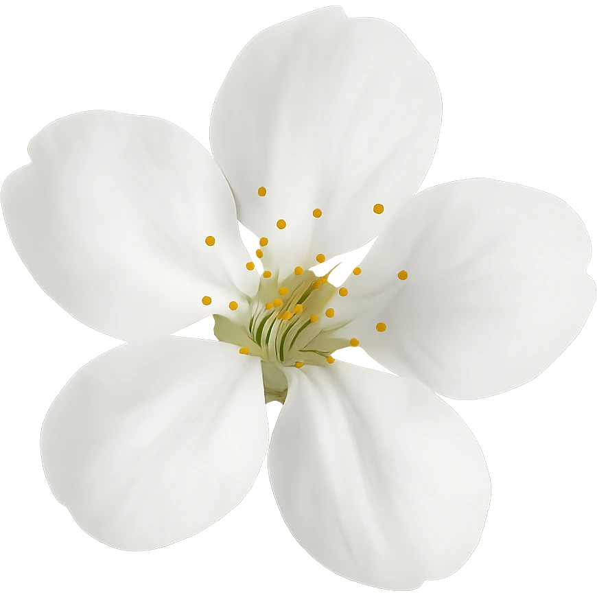 show  one white cherry blossom, remove background emoji