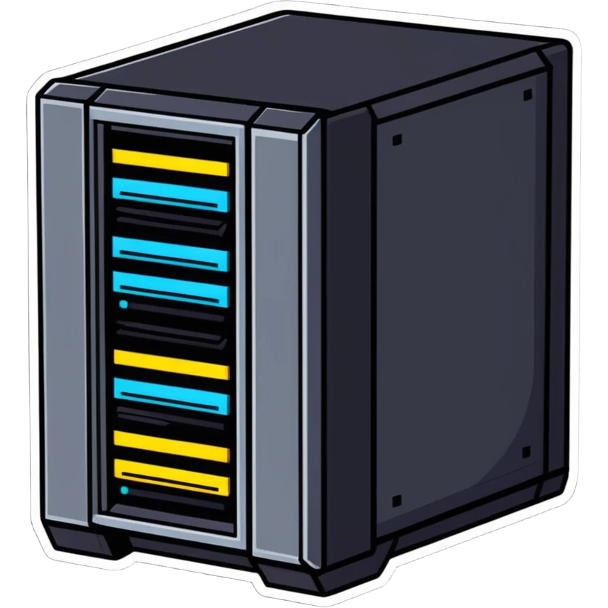supercomputer node, cartoonish sticker style emoji