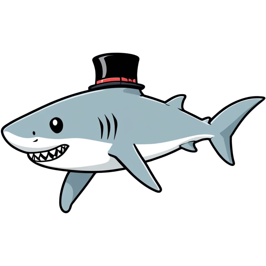 Shark with a top hat emoji