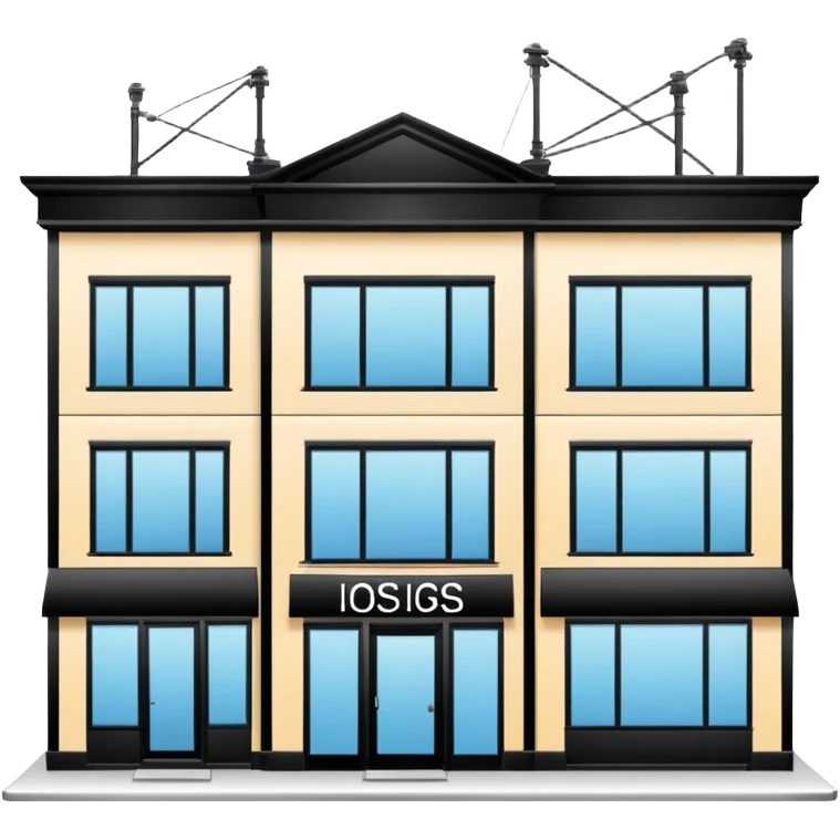 three beauty salon buildings connected by lines emoji